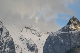 Rising clouds and detailed view of the Sorapis mountain group, Punta Sorapiss, Dolomites, South