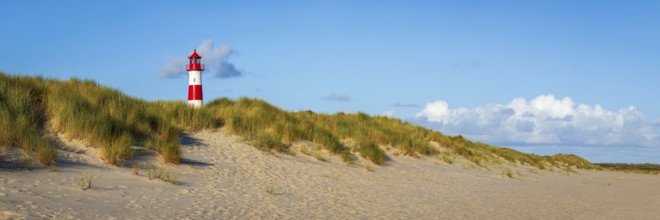 The Lister lighthouse at Ellenbogen, morning light, morning mood, dune, North Sea island, Sylt