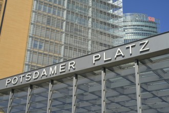 Railway station, high-rise buildings, Kollhoff, railway tower, Potsdamer Platz, Tiergarten, Mitte,