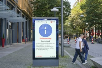 Display, Wall, test warning, sirens, Warning Day 2025, Berlin, Germany