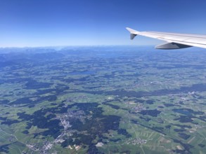 View from the aeroplane of Bürmoos and Lamprechtshausen, Salzburger Land, as well as Lake Waginger