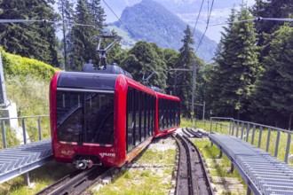 Pilatus railway Cogwheel railway to Mount Pilatus in the Swiss Alps in Pilatus, Switzerland