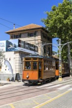 Historic tram Tranvia de Soller public transport public transport on Majorca at the railway station