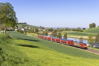 Double-decker regional train DB Regio train on the Black Forest railway in Geisingen, Germany