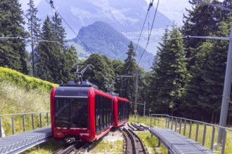 Pilatus railway Cogwheel railway to Mount Pilatus in the Swiss Alps in Pilatus, Switzerland