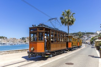 Historic tram Tranvia de Soller public transport public transport in Majorca in Port de Soller,