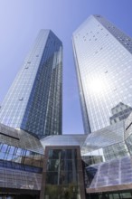Deutsche Bank AG headquarters in the skyscraper tower in Frankfurt, Germany