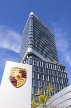 Porsche Design Tower high-rise and Porsche Centre Autohaus am Pragsattel in Stuttgart, Germany