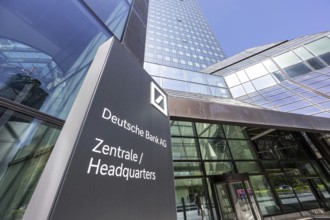Deutsche Bank AG headquarters in the skyscraper tower in Frankfurt, Germany