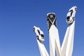 Porsche 911 cars artwork at the headquarters at Porscheplatz in Stuttgart-Zuffenhausen in