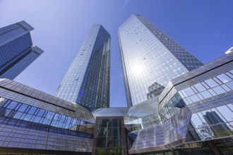 Deutsche Bank AG headquarters in the skyscraper tower in Frankfurt, Germany