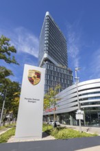 Porsche Design Tower high-rise and Porsche Centre Autohaus am Pragsattel in Stuttgart, Germany