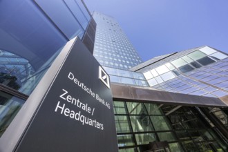 Deutsche Bank AG headquarters in the skyscraper tower in Frankfurt, Germany