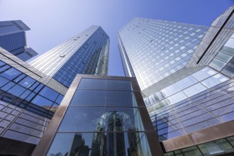 Deutsche Bank AG headquarters in the skyscraper tower in Frankfurt, Germany