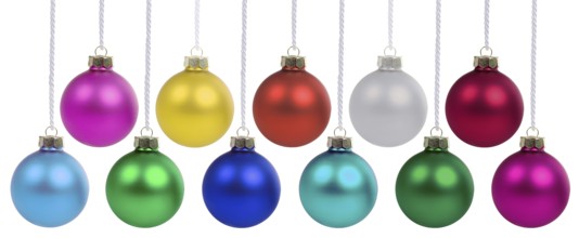 Christmas Christmas baubles with Christmas decorations colours decoration isolated cropped in