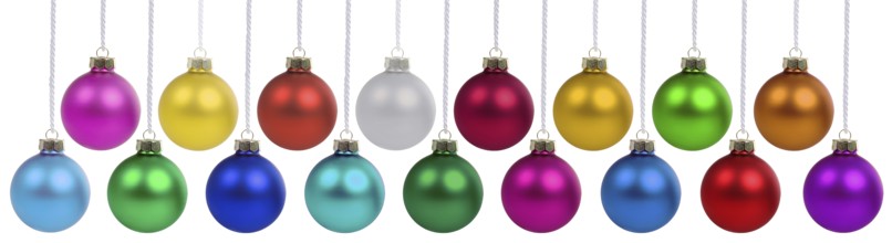 Christmas many Christmas baubles with Christmas decorations banner colours decoration hanging