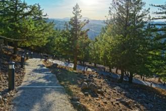 Path with over 300 steps to the chapel of the Virgin Mary Tsambika (Kyra Psili) in a sunny mountain