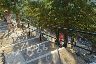 Path with over 300 steps to the Chapel of the Virgin Mary Tsambika (Kyra Psili), surrounded by