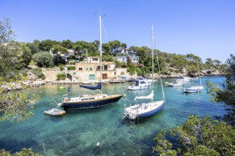 Bay of Cala Figuera on Majorca with boats holiday by the sea trip in Cala Figuera, Spain