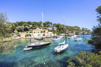 Bay of Cala Figuera on Majorca with boats holiday by the sea trip in Cala Figuera, Spain