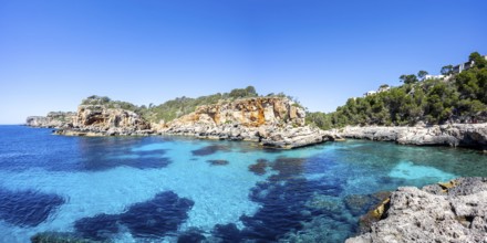 Cala S'Almonia beach on the island of Majorca in the Mediterranean panoramic holiday in Cala