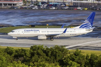 A Copa Airlines Boeing 737-800 aircraft with the registration HP-1855CMP at San Juan Airport,