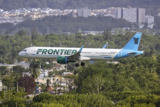 A Frontier Airlines Airbus A321neo aircraft with the registration number N631FR at San Juan