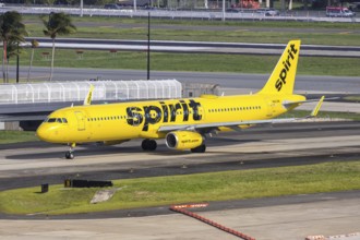 A Spirit Airlines Airbus A321 aircraft with the registration number N663NK at San Juan Airport,