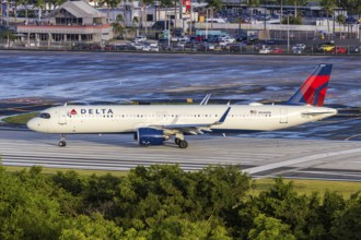 A Delta Air Lines Airbus A321neo aircraft with the registration number N546DN at San Juan Airport,