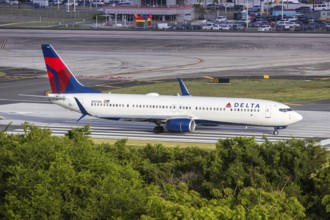 A Boeing 737-900ER aircraft of Delta Air Lines with the registration N837DN at San Juan Airport,