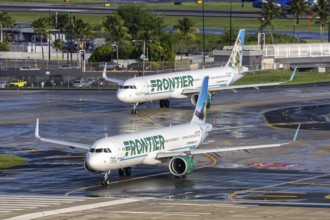 Airbus A321neo aircraft of Frontier Airlines with registration N629FR at San Juan Airport, Puerto