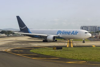 A Boeing 767-300ER BDSF aircraft of Amazon Prime Air with registration N409AZ at San Juan Airport,