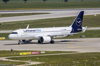 A Lufthansa City Airbus A320neo aircraft with the registration D-AIJQ at Munich Airport, Germany
