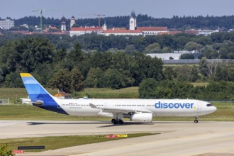 An Airbus A330-300 aircraft of Discover Airlines with the registration D-AIKO at Munich Airport,