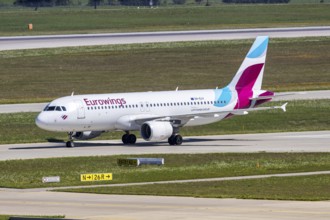 A Eurowings Europe Airbus A320 aircraft with the registration 9H-EUV at Munich Airport, Germany