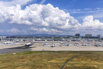 Aerial view of Terminal 2 at Frankfurt Airport, Germany