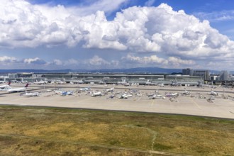 Aerial view of Terminal 2 at Frankfurt Airport, Germany