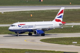 A British Airways Airbus A319 aircraft with the registration G-EUPZ at Munich Airport, Germany