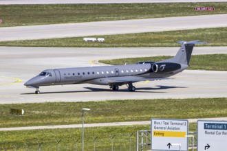 An Embraer ERJ 145 aircraft of Travelcoup with the registration D-AMME at Munich Airport, Germany