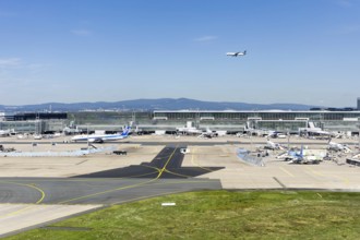 Aerial view of Terminal 2 at Frankfurt Airport, Germany