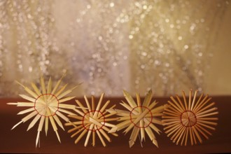 Christmas decoration, home-made straw stars, Germany
