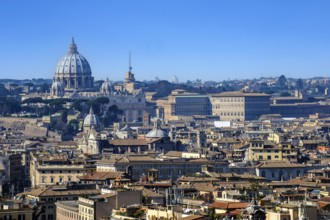View over the historic centre of Rome with Vatican City in the background and St. Peter's Basilica