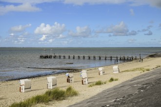 Tar dyke Utersum directly on the Wadden Sea, Föhr, North Frisian Island, North Frisia,