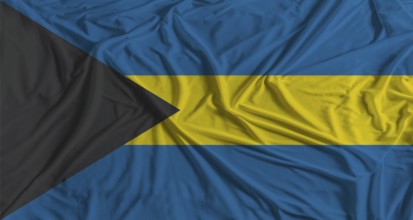 Bahamian flag with fabric texture background. National flag of Bahamas