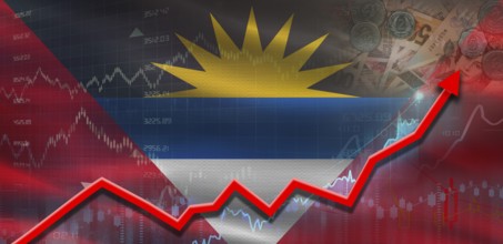 Antigua and Barbuda financial growth on market graph. Antigua and Barbuda economic growth on
