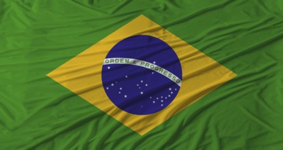 Brazilian flag waving. Flag of Brazil with cloth texture