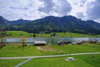 Weißensee, dark clouds, near Techendorf, Carinthia, Austria