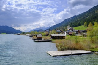 Weißensee, dark clouds, near Techendorf, Carinthia, Austria