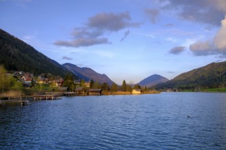 Evening atmosphere at Lake Weissensee, near Techendorf, Carinthia, Austria