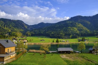 Evening atmosphere at Lake Weissensee, near Techendorf, Carinthia, Austria